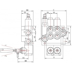 Rozdzielacz hydrauliczny jednosekcyjny z zatrzaskiem (1 sekcja) 40L/min