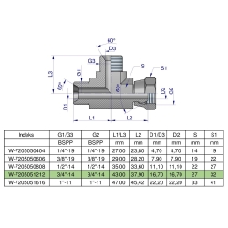 Trójnik hydrauliczny niesymetryczny calowy BBA 3/4" BSP (XEVL) Waryński [W-7205051212]