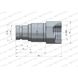 Szybkozłącze hydrauliczne suchoodcinające (rozmiar 3/8) wtyczka G1/2BSP gwint wewnętrzny ISO16028 Waryński"